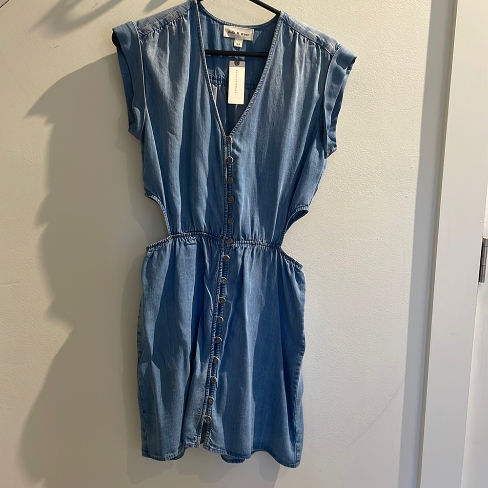 NWT Cloth & Stone Denim Chambray Cutout Mini Dress